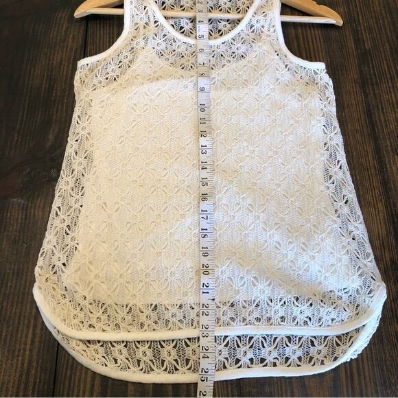 Vince Camuto Lace Top Women’s Size XS White Sheer Tank Lined Boho Crochet Boho - Picture 6 of 9